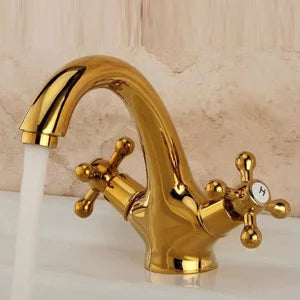 DecorBites™ Antique Brass Double Handle Basin Mixer tap Robinet for Kitchen & Bathroom
