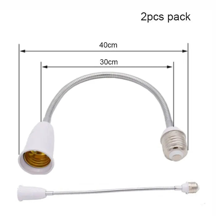 DecorBites™ Gooseneck E27 to E27 Base Extension Adaptor for Lamp Bulb Holder
