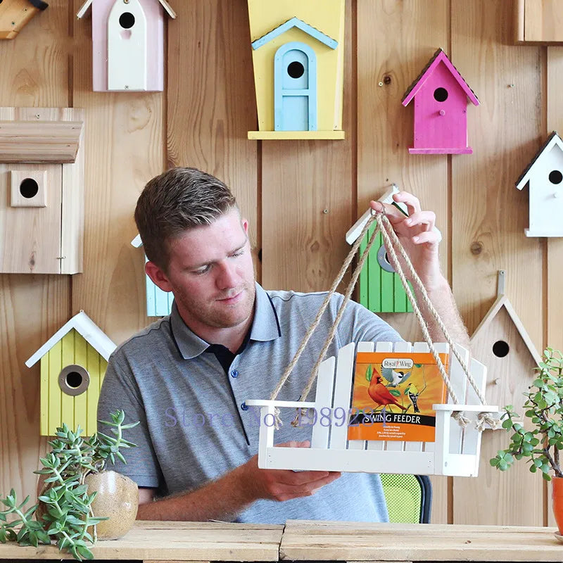 DecorBites™ Bird Feeder Chair: Outdoor Garden Patio Decoration with Wooden Design