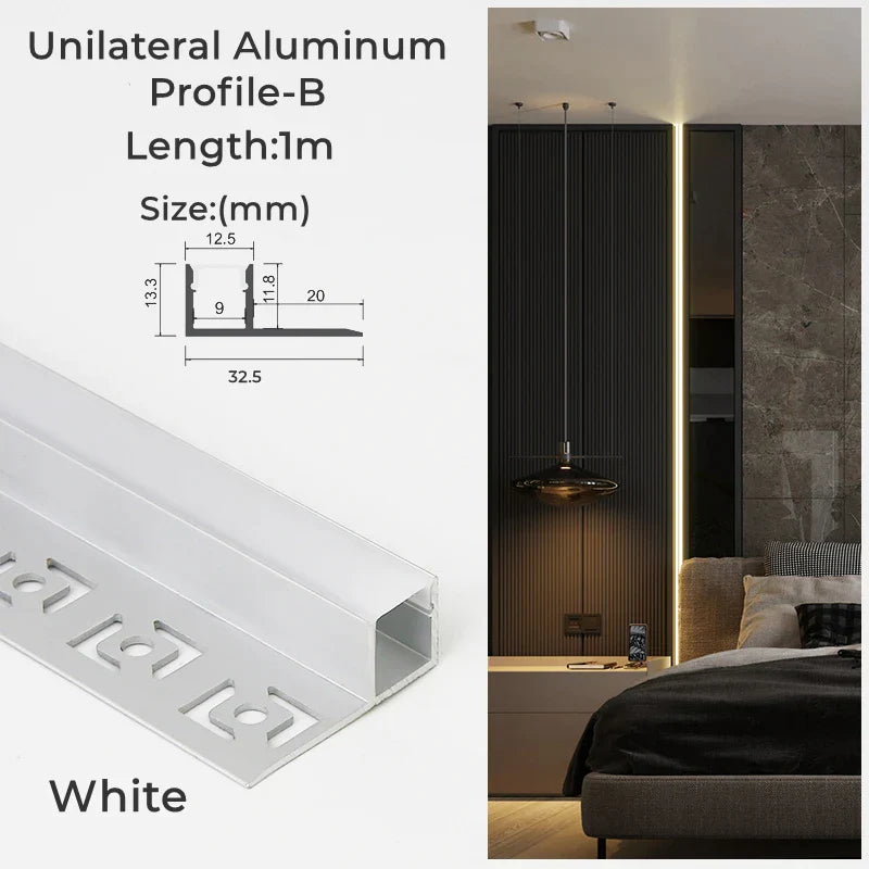 DecorBites™ 1M Frameless Embedded LED Aluminum Profile for Linear Strip Lights