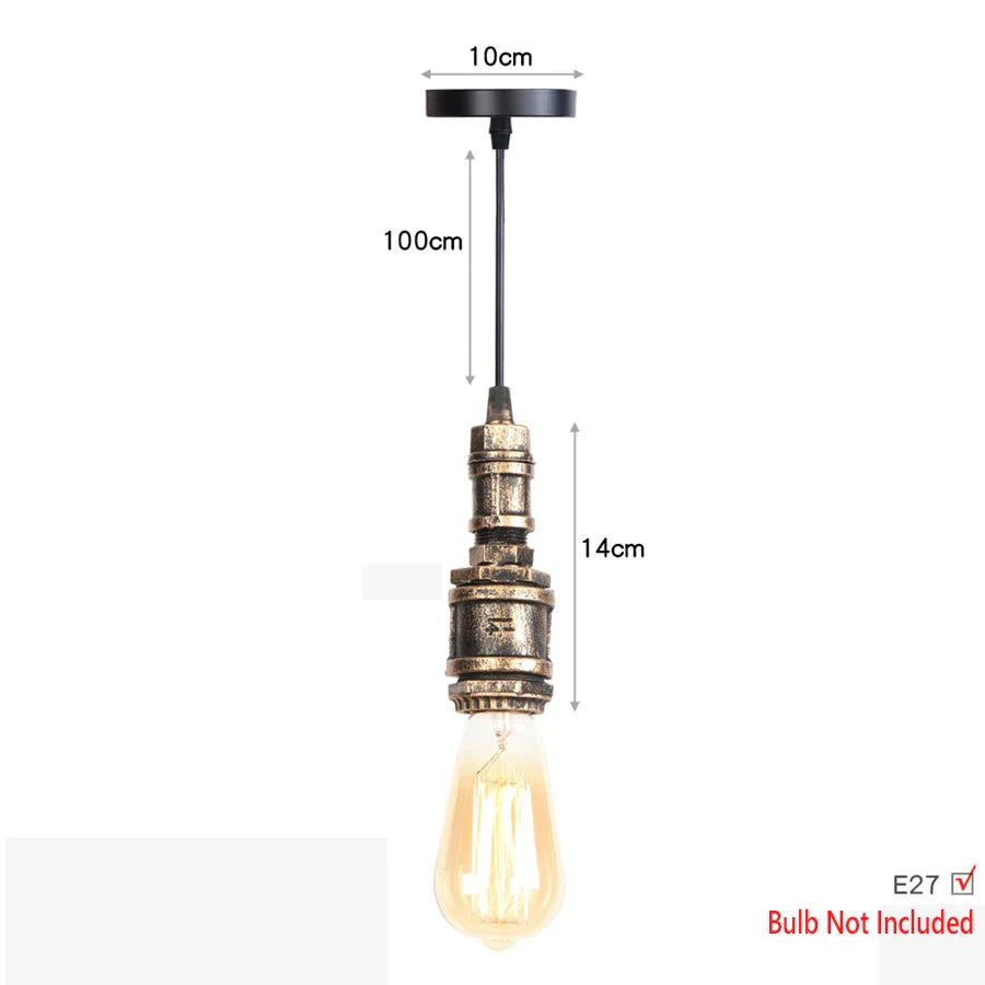 DecorBites™ Iron Pipe Pendant Lights Holder Retro Loft Indoor Ceiling Hanging Lamp