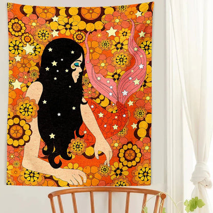 Decobites Retro Colorful Tapestry Wall Hanging for Girls Dorm Decor