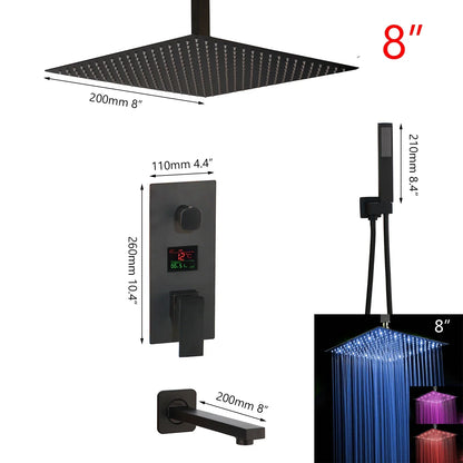 DecorBites™ Black Digital Shower Faucet, Matte Black Finish, Thermostatic Temperature Display