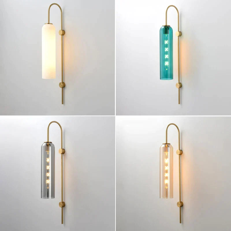 DecorBites™ E27 Glass Wall Light in Smoke Gray Amber Milky White Green for Bedroom Living Room