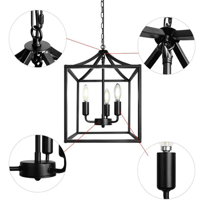 DecorBites™ Black Farmhouse Chandelier for Dining Kitchen Living Room E14 Lamp