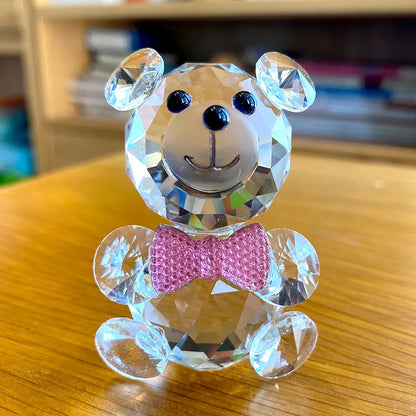 DecorBites™ Clear Crystal Teddy Bear Figurines - Glass Animal Paperweight & Home Decor