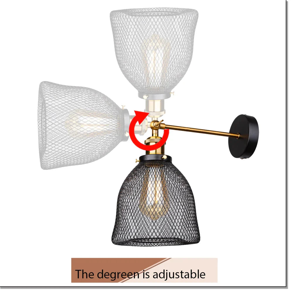 Aplique de pared LED industrial DecorBites™ con jaula, estilo retro loft, casquillo E27
