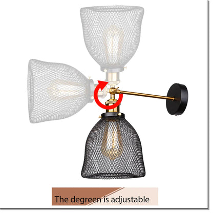 Aplique de pared LED industrial DecorBites™ con jaula, estilo retro loft, casquillo E27