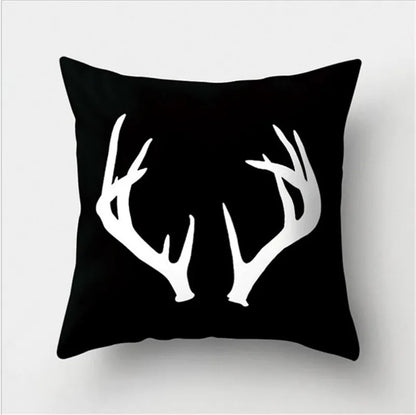 غطاء وسادة DecorBites™ أسود وأبيض مزخرف 45*45 سم، وسادة أريكة أنيقة لغرفة المعيشة