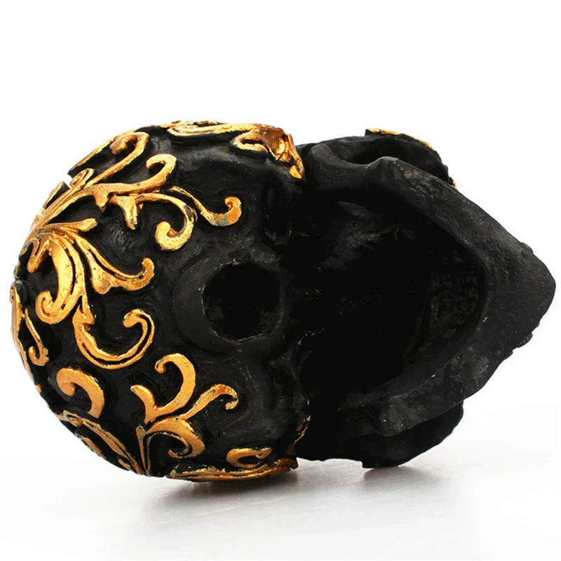Gold Skeleton Skull Statue