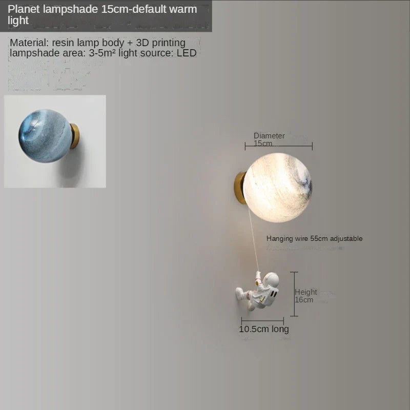 DecorBites™ Astronaut Moon Wall Lamp: Creative 3D Printing Light for Kids' Bedroom.