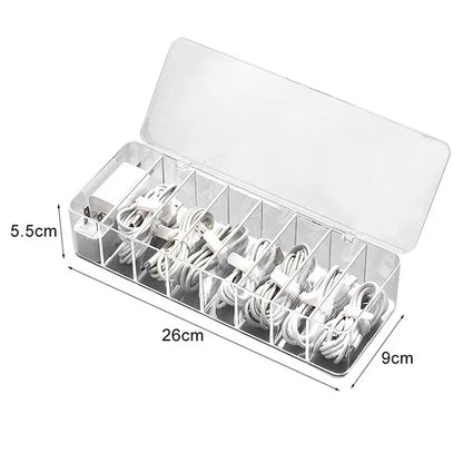 DecorBites™ Cable Storage Box: Transparent Desk Organizer for Wire Management