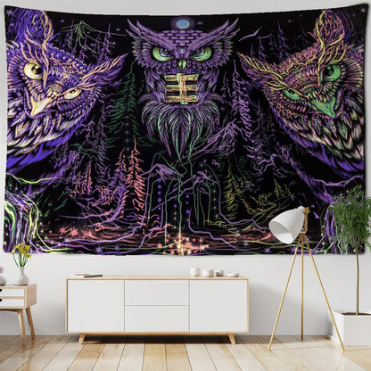 Decobites Psychedelic Owl Tapestry Wall Hanging for Colorful Hippie Bohemian Home Decor