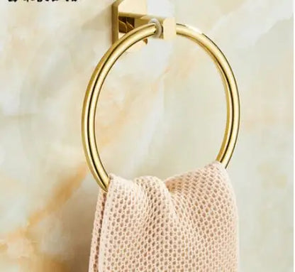 DecorBites™ Gold Brass Bath Hardware Set: Towel Rack, Paper Holder, Toilet Brush Holder, Towel Ranger, Hooks