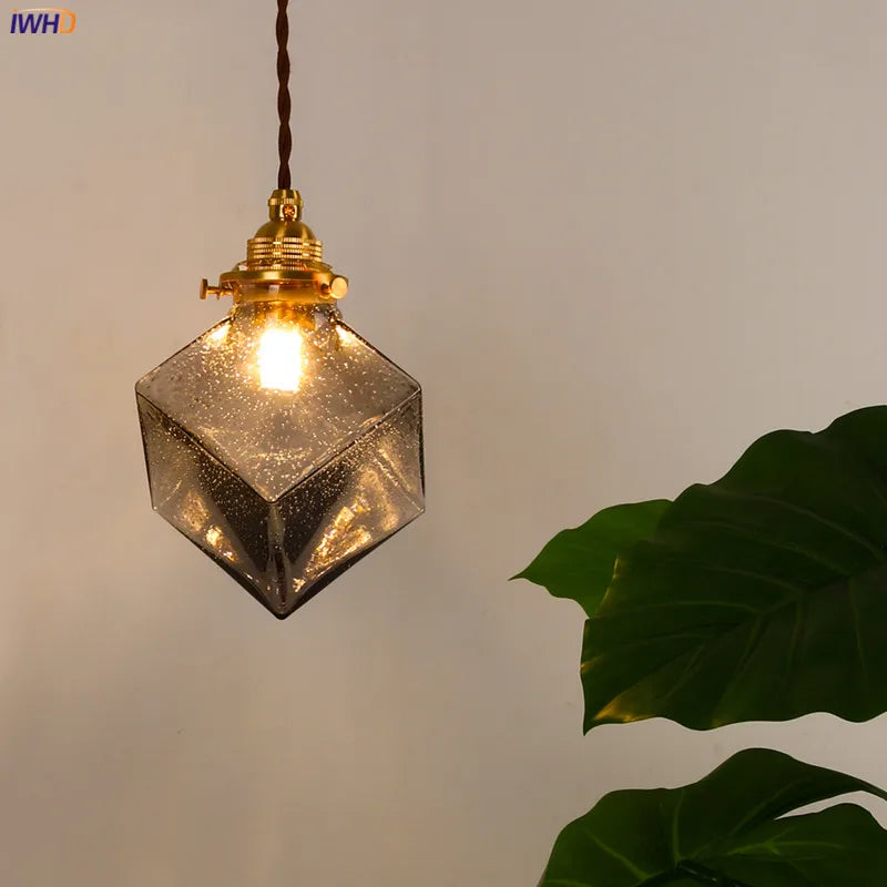 Luces colgantes de vidrio japonés Decorbites™: Decoración de cobre industrial vintage para dormitorio y sala de estar