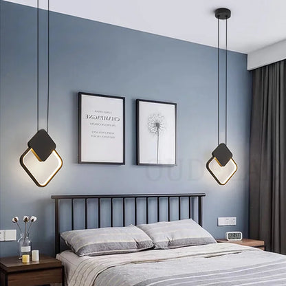 مصباح معلق أسود من DecorBites™: تصميم نورديك بسيط، مصباح LED قابل للتعتيم، سلك طويل