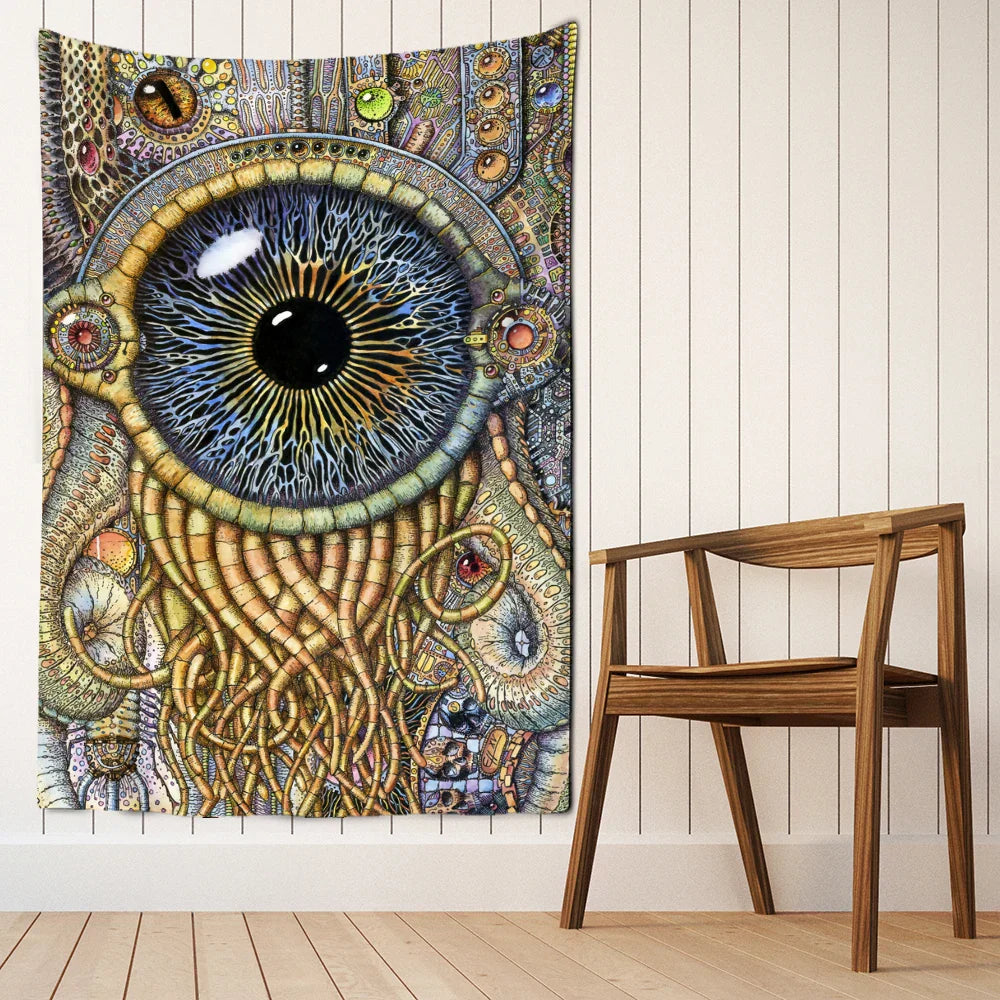 Decobites Owl Windbell Tapestry Wall Hanging Psychedelic Magic Art Home Decor