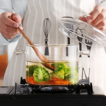 DecorBites™ Glass Cooking Pot - Heat-Resistant Stove Pot for Boiling Water, Cooking Noodles, and Making Soup