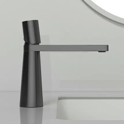 DecorBites™ Basin Faucet: Black/Grey Brass Bathroom Mixer Tap, Single Handle Hot Cold Lavatory