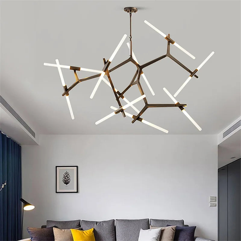 DecorBites™ Gold LED Chandelier: Modern Nordic Lighting Fixture for Indoor Decor.
