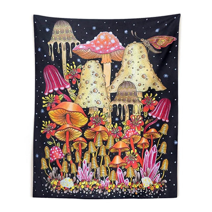 Decobites Psychedelic Mushroom Botanical Boho Wall Hanging Tapestries