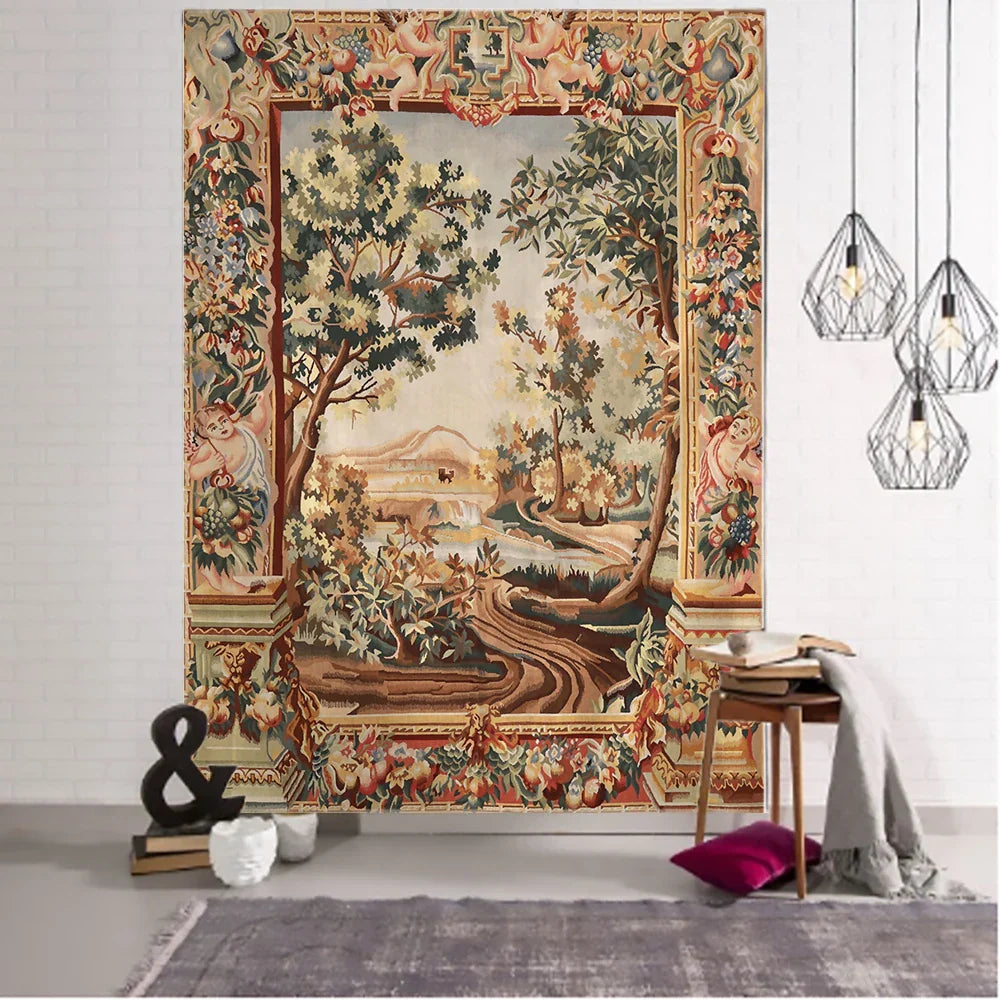 Decobites Floral Tapestry Pumpkin Lamp Night Sky Art Wall Hanging