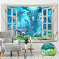 Decobites Underwater World Tapestry: Marine Museum Whale Wall Cloth for Bohemian Hippie Decor