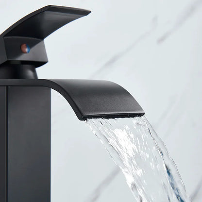 DecorBites™ Black Brass Bathroom Waterfall Sink Faucet Hot&Cold Mixer Vanity Tap Deck Mounted