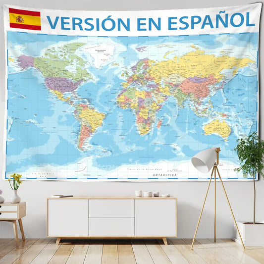 Decobites Spain Map Tapestry Wall Hanging - Bohemian Psychedelic Mandala Home Decor