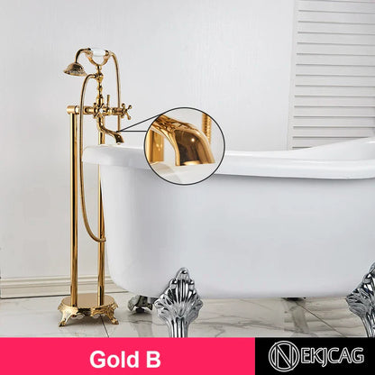 Grifo de ducha para bañera con patas de garra DecorBites™ de doble manija, mezclador independiente pulido dorado