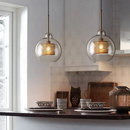 DecorBites™ Glass Ball Pendant Light: Modern Hanging Lamp for Kitchen, Dining, Living Room