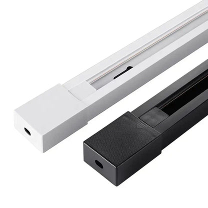 DecorBites™ 1 متر من الألومنيوم الأسود والأبيض موصل سلكي لمسار السكة الحديدية لتركيب كشاف الإضاءة