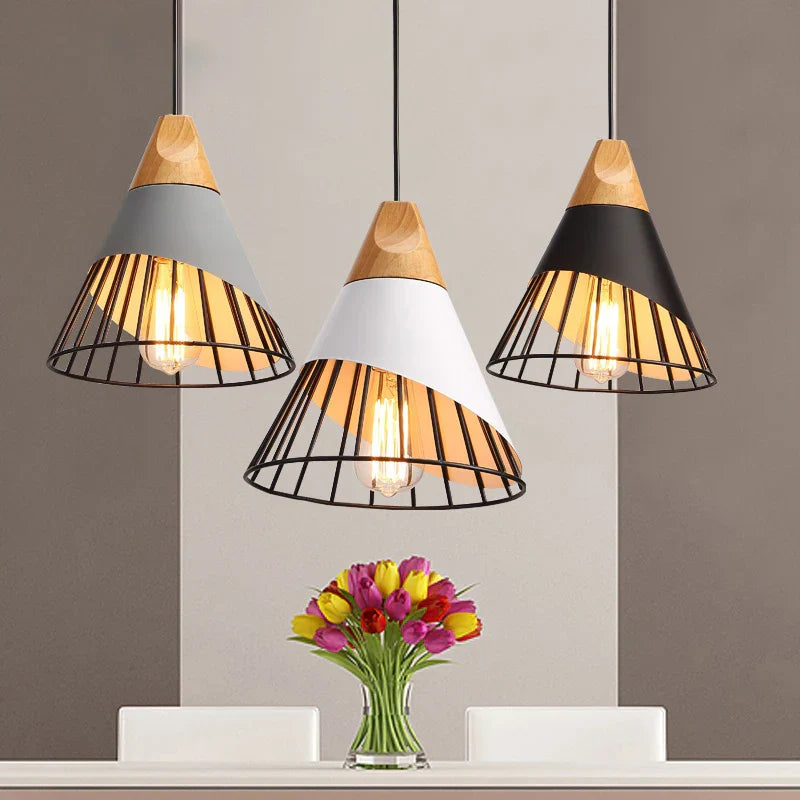 Wood Iron Pendant Lamp