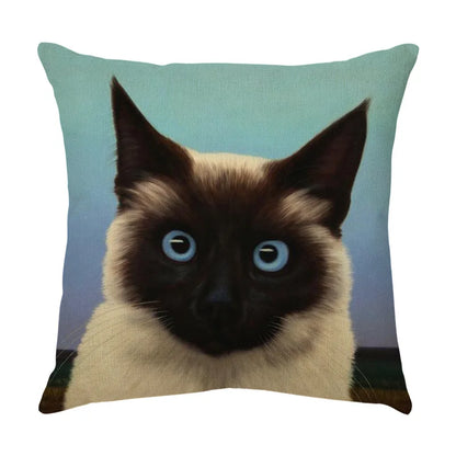 DecorBites™ Cute Cat Sofa Cotton Linen Cushion Cover Pillowcase Home Decor Pillow