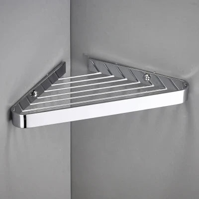 DecorBites™ Brass Bathroom Shower Rack: Brushed Gold Corner Shelf for Bath and Shower Storage