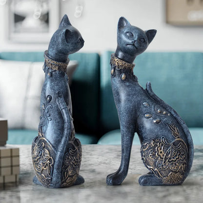 DecorBites™ Cat Statue: Decorative Resin Sculpture, Creative Home Decor, Wedding Gift