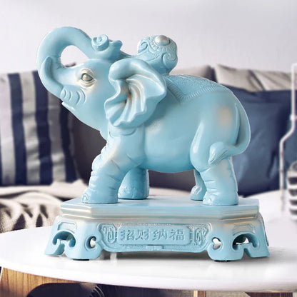 DecorBites™ Elephant Couple Resin Statue for Living Room Office Tabletop Ornament