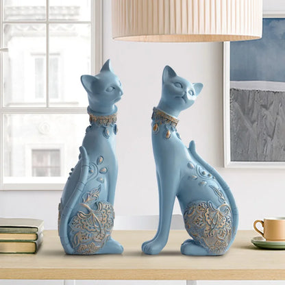 DecorBites™ Cat Statue: Decorative Resin Sculpture, Creative Home Decor, Wedding Gift