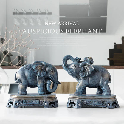 DecorBites™ Elephant Couple Resin Statue for Living Room Office Tabletop Ornament
