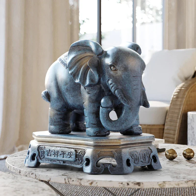 DecorBites™ Elephant Couple Resin Statue for Living Room Office Tabletop Ornament