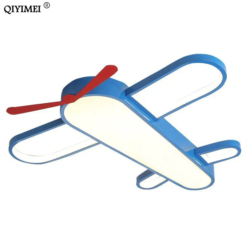 ثريا ديكوربايتس™ LED زرقاء على شكل طائرة لغرفة الأطفال، وحدة إضاءة عصرية لغرفة النوم