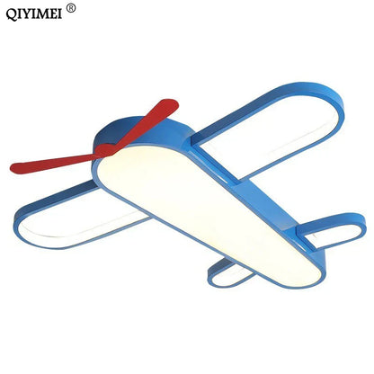 ثريا ديكوربايتس™ LED زرقاء على شكل طائرة لغرفة الأطفال، وحدة إضاءة عصرية لغرفة النوم