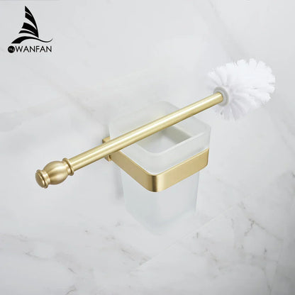 DecorBites™ Gold Bath Hardware Set: Towel Ring, Toilet Brush Holder - WF-552200