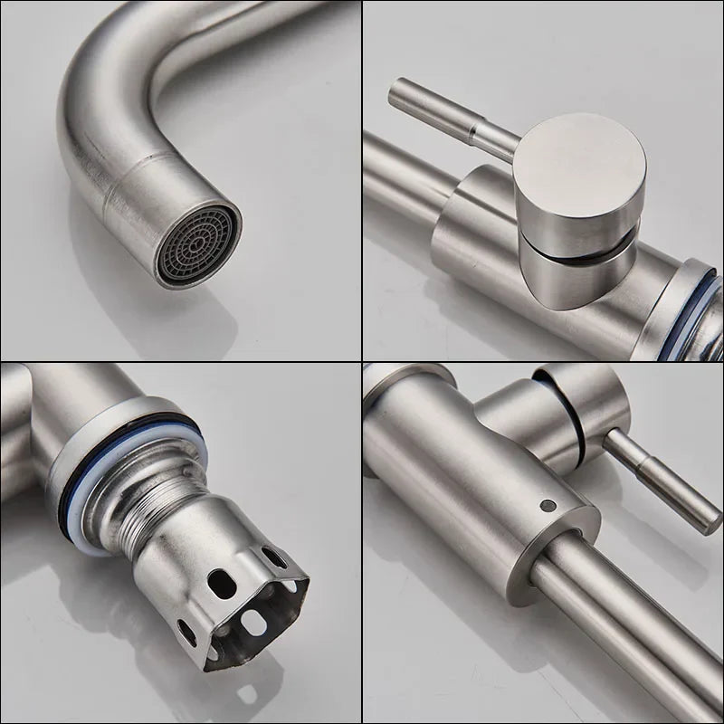 Grifo de cocina DecorBites™ de níquel cepillado con caño giratorio y monomando.