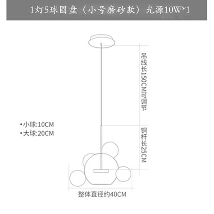 مصباح معلق على شكل كرة من الزجاج المصنفر من DecorBites™ لغرفة الطعام وديكور المطبخ