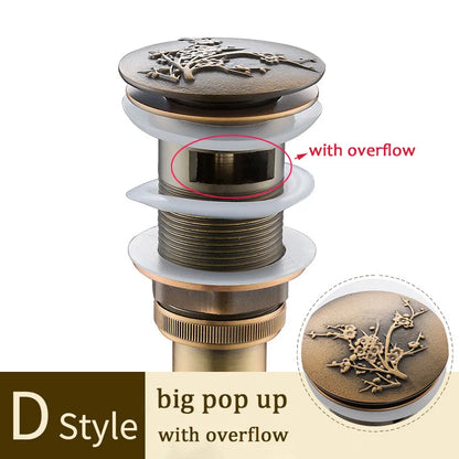 DecorBites™ Brass Bathroom Sink Pop Up Drain for Lavatory Basin - HJ-0618F
