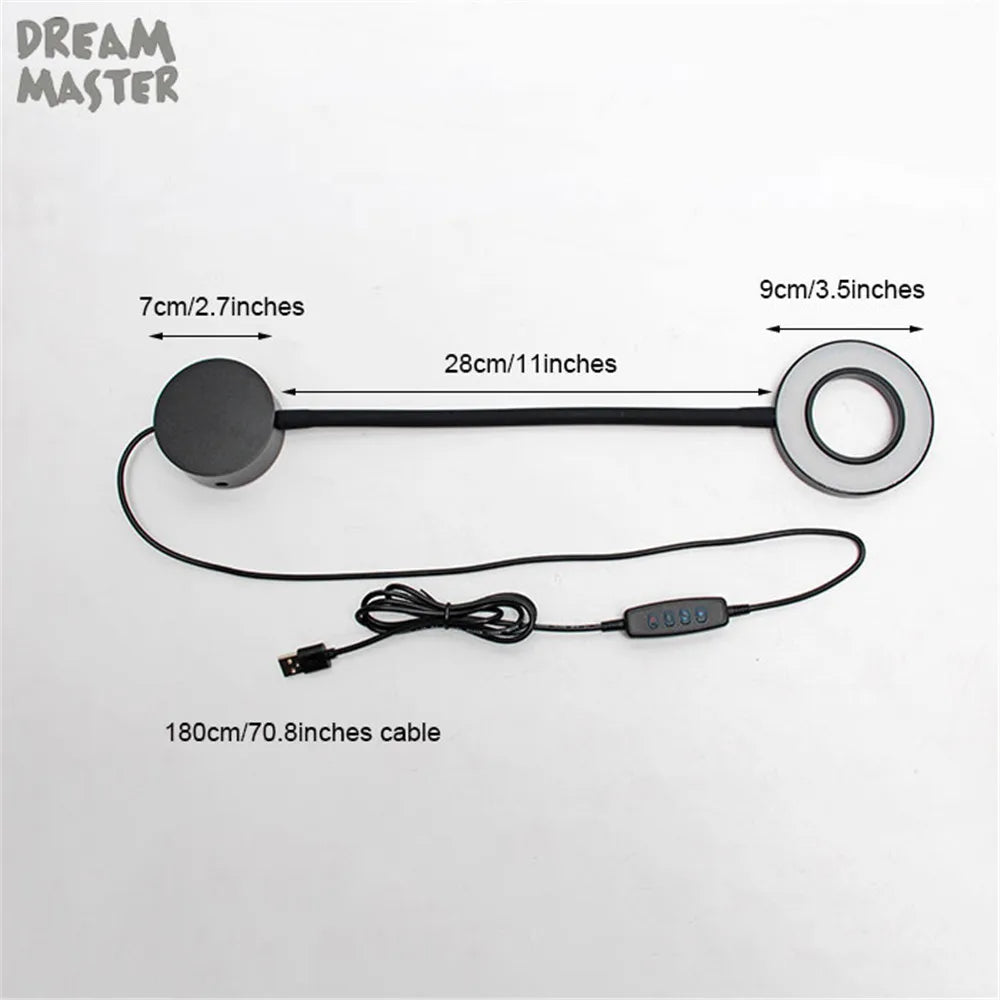 DecorBites™ Dimmable LED Wall Lamp for Bedside Reading, USB Powered, Gooseneck Bedroom Light