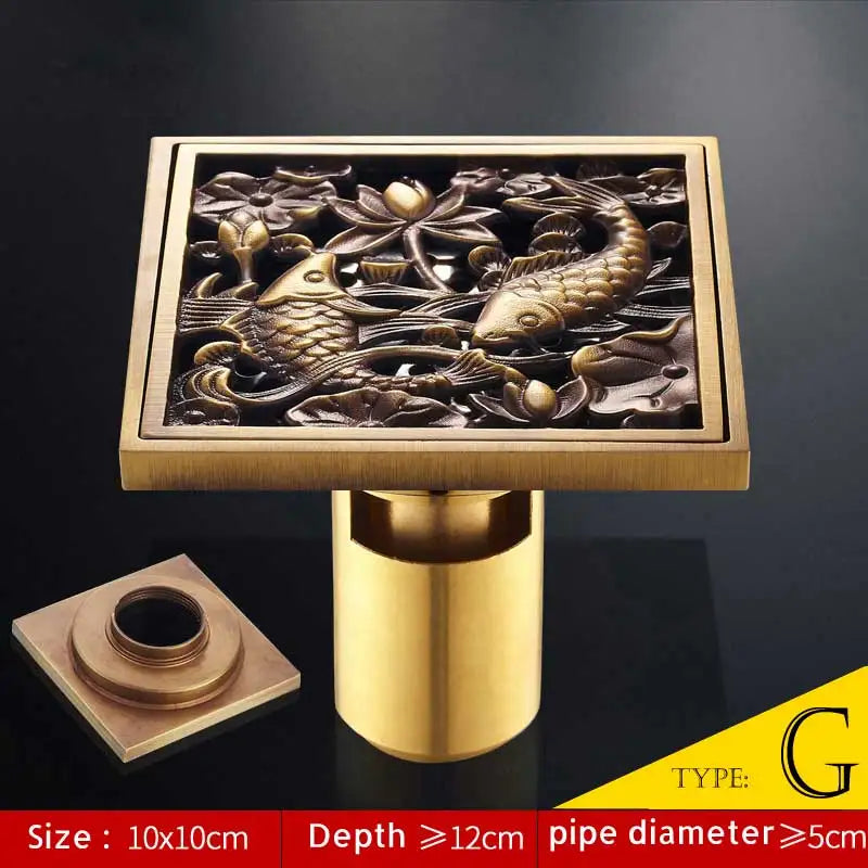 مصفاة دش DecorBites™ على شكل سمكة من النحاس العتيق، مصفاة أرضية مربعة مقاس 10 سم