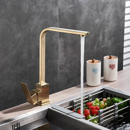 DecorBites™ Kitchen Faucet: Brushed Gold/Nickle/Black Hot Cold Mixer Crane Water Tap