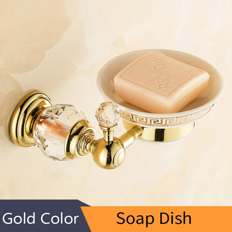 Juego de accesorios de baño DecorBites™ Crystal Brass Gold